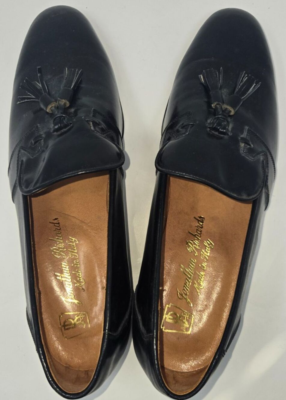 Jonathan Richards Italy Black Leather Tassel Loafer Men 11D Old Money Preppy